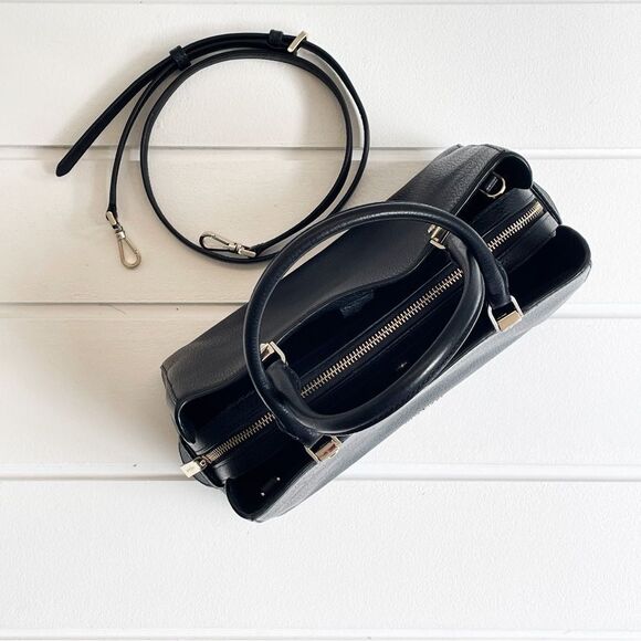 Kate Spade Leila Medium Triple Compartment Satchel Crossbody Bag Black - Picture 7 of 12